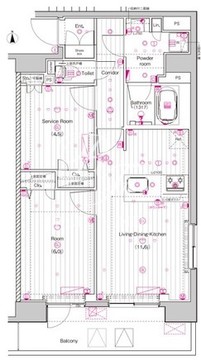 プレミアムキューブ上野 1302 間取り図