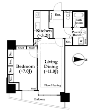 河田町ガーデン 1-2007 間取り図