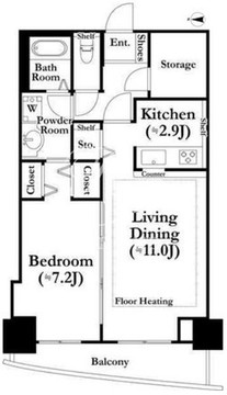 河田町ガーデン 1-2114 間取り図