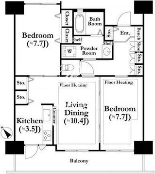 河田町ガーデン 3-603 間取り図