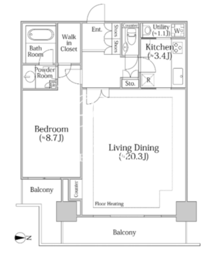 河田町ガーデン C-3202 間取り図