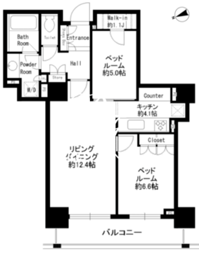 パークタワー芝浦ベイワードアーバンウイング 1306 間取り図