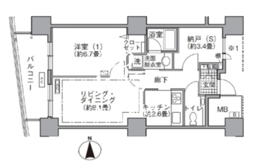 アクティ汐留 2512 間取り図