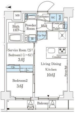 アジールコート山手動坂 304 間取り図