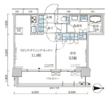 パークアクシス菊川ステーションゲート 709 間取り図