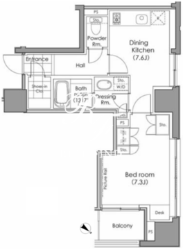 パークハビオ水天宮前 303 間取り図