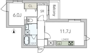 オースクエア豪徳寺 206 間取り図