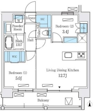 シーズンフラッツ大森北 1402 間取り図