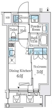 シーズンフラッツ大森北 203 間取り図