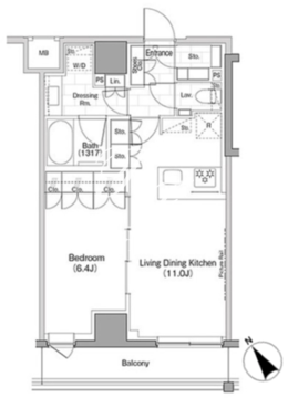 ザ・パークハビオ早稲田 406 間取り図