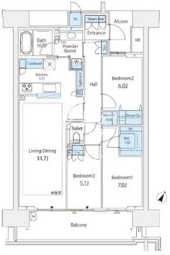 晴海フラッグ SEA-A-1503 間取り図