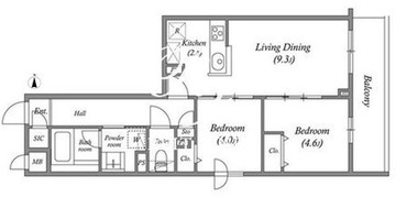 プライムガーデン若木 412 間取り図