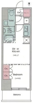 ワンルーフレジデンス上野御徒町 1102 間取り図