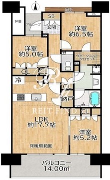 晴海フラッグ SUN-E-1802 間取り図