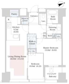 セントラルパークタワー・ラ・トゥール新宿 2621 間取り図