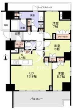 晴海フラッグ SUN-E-309 間取り図