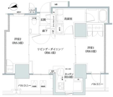 ザ・パークハウス上野レジデンス 1402 間取り図