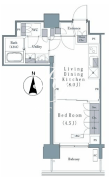 プレジリア新富町 609 間取り図