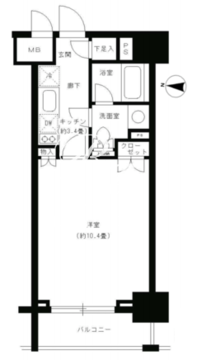 パークキューブ神田 1104 間取り図