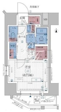 エステムコート亀戸東京イースト 15階25.84㎡ 間取り図