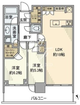 パークタワー勝どき M-2406 間取り図