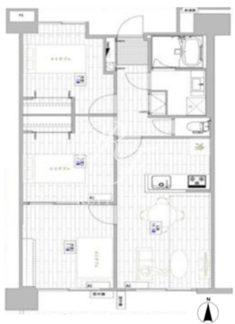 シティコート目黒 1-603 間取り図