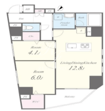 ラウルス武蔵小山 2B 間取り図