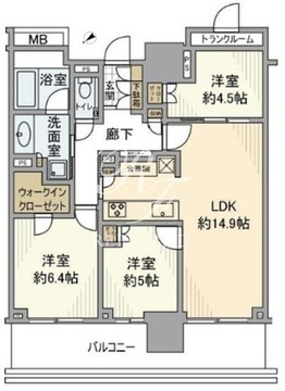 ブランズタワー豊洲 21階73.79㎡ 間取り図