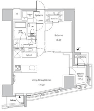 ザ・パークハビオ市ヶ谷イースト 805 間取り図