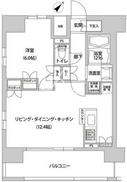 ラクラス幡ヶ谷 1403 間取り図