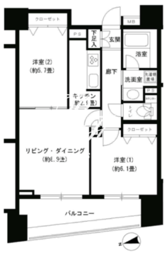 パークキューブ浅草田原町 1403 間取り図