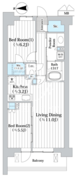アビティグランデ砧 C-403 間取り図