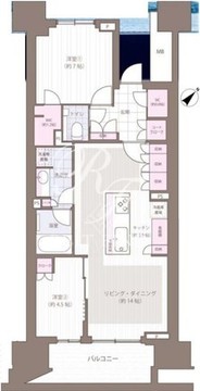 晴海フラッグ PARK-E-3階69.20㎡ 間取り図