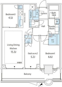 パークタワー勝どき M-3810 間取り図