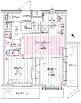 ガーラ・パークヒルズ武蔵小山 5階40.60m2 間取り図