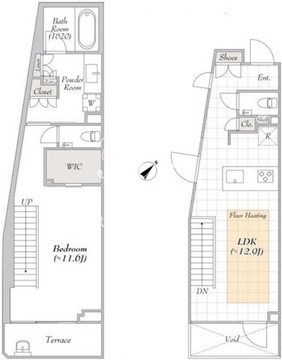 ルミークスイート恵比寿 102 間取り図