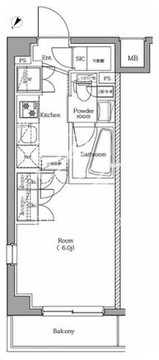 プレミアムキューブ品川戸越DEUX 212 間取り図