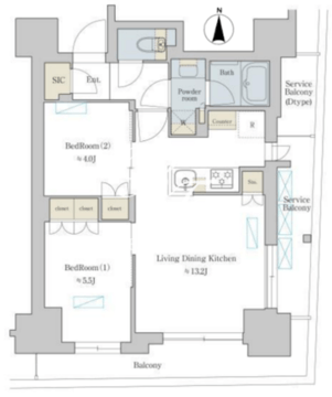 ブリリアイスト町屋 407 間取り図