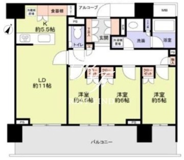 晴海フラッグ SUN-D-12階76.48㎡ 間取り図