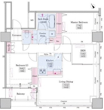 レジディアタワー上池袋 TW-1702 間取り図