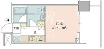 ブリリアタワー浜離宮 12階25.13㎡ 間取り図