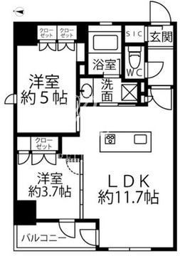 クリオラベルヴィ新富町 501 間取り図