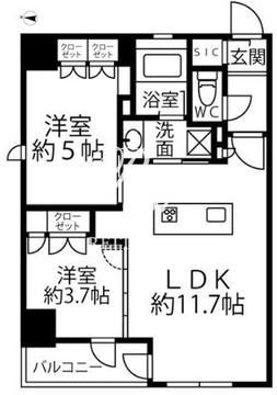 クリオラベルヴィ新富町 601 間取り図