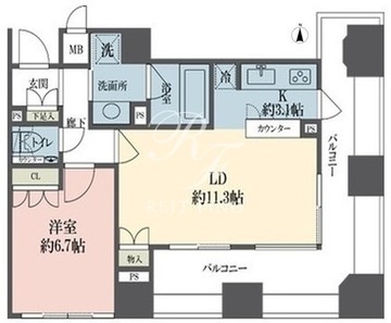 ルネ新宿御苑タワー 1405 間取り図
