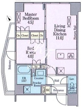 クレストコート渋谷笹塚 401 間取り図