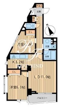 ザ・パームス代々木上原ヴェールテラス 401 間取り図
