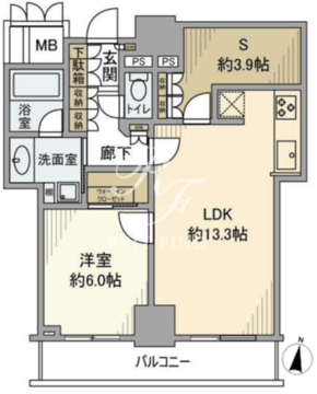 品川タワーフェイス 1804 間取り図