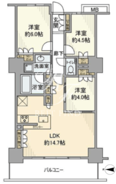 プライムパークス品川シーサイドザ ・タワー 8階66.00㎡ 間取り図