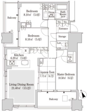 大崎ガーデンレジデンス 413 間取り図