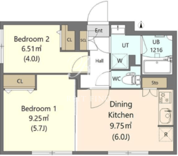 プラティーク文京護国寺 102 間取り図